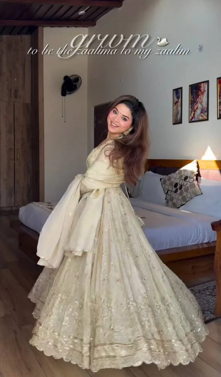 Sanskruti's Luxury Chinon Silk Elegant Anarkali Suit Set