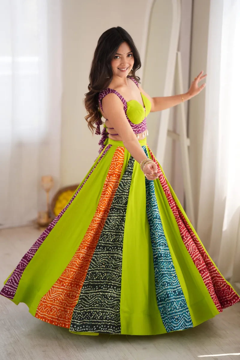 Designer Multicolor Rayon Digital Print Lehenga Choli