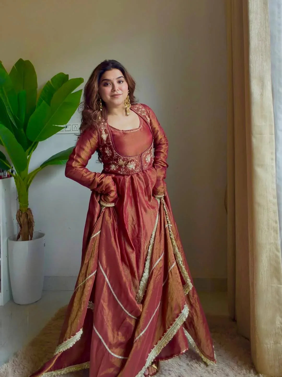 Mita Heavy Traditional Embroidered Koti Anarkali Suit Set