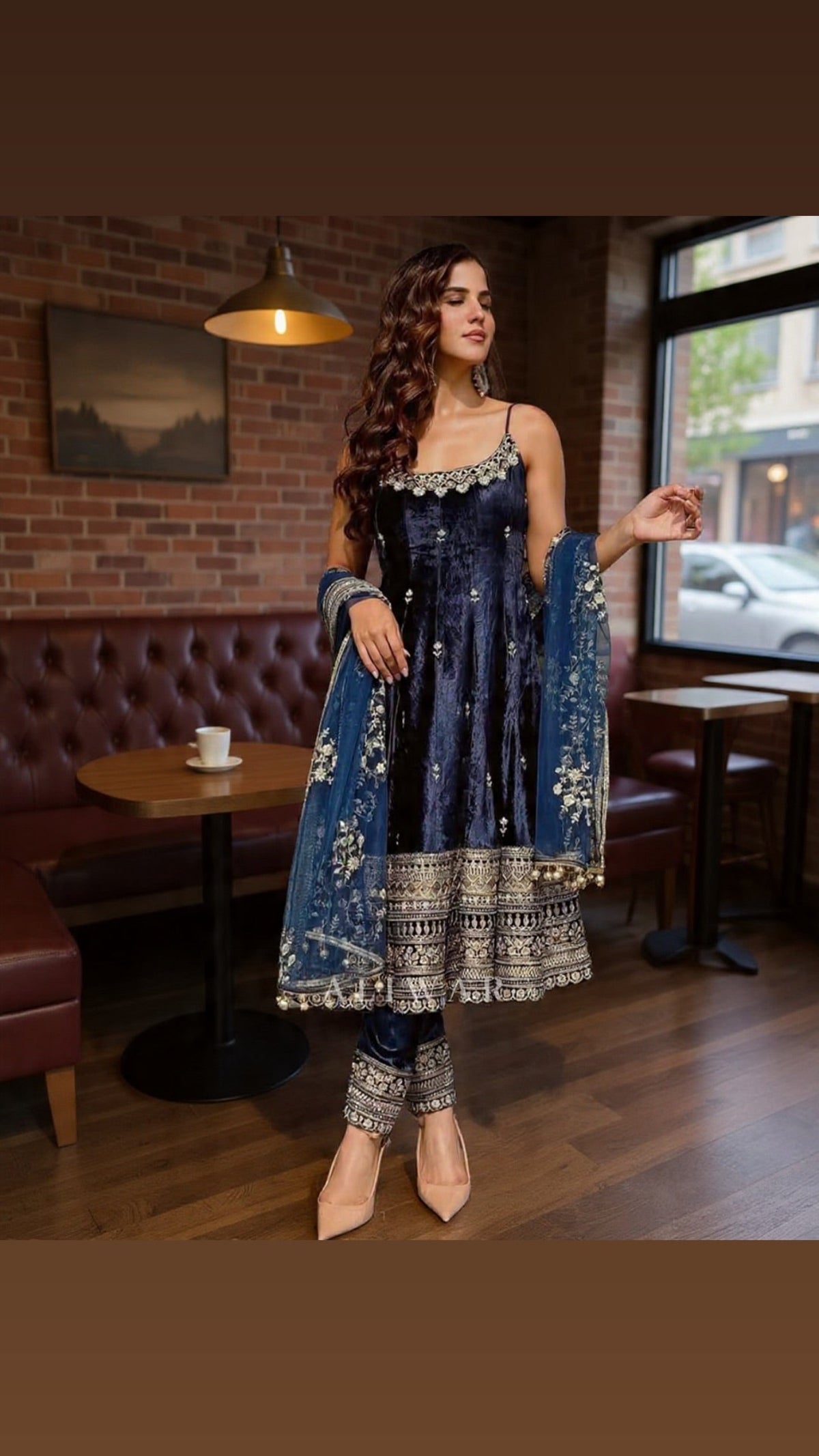 Alveera Premium Quality Blue shades Anarkali Suit Set
