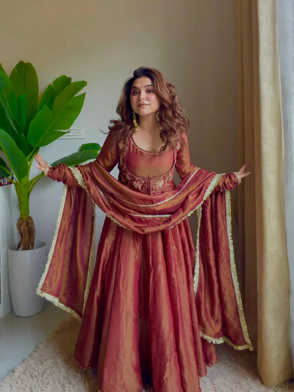 Mita Heavy Traditional Embroidered Koti Anarkali Suit Set