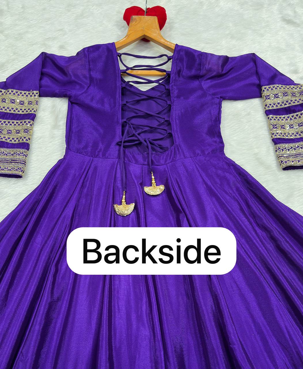 Purple Embroidered Anarkali Gown Set