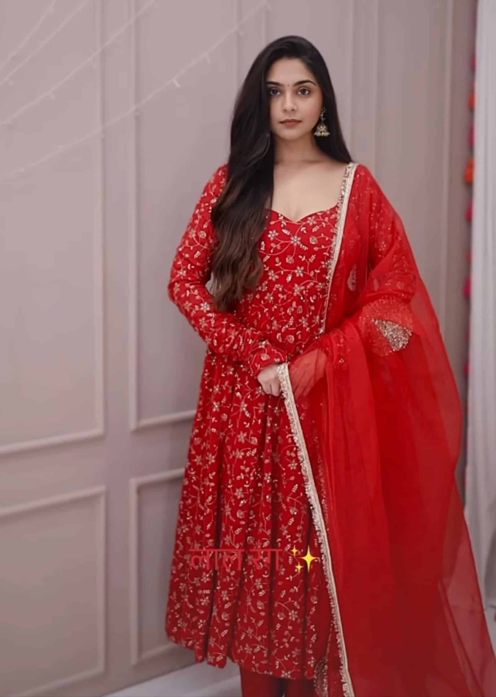 Stunning Red Colour Premium Anarkali Suit Set