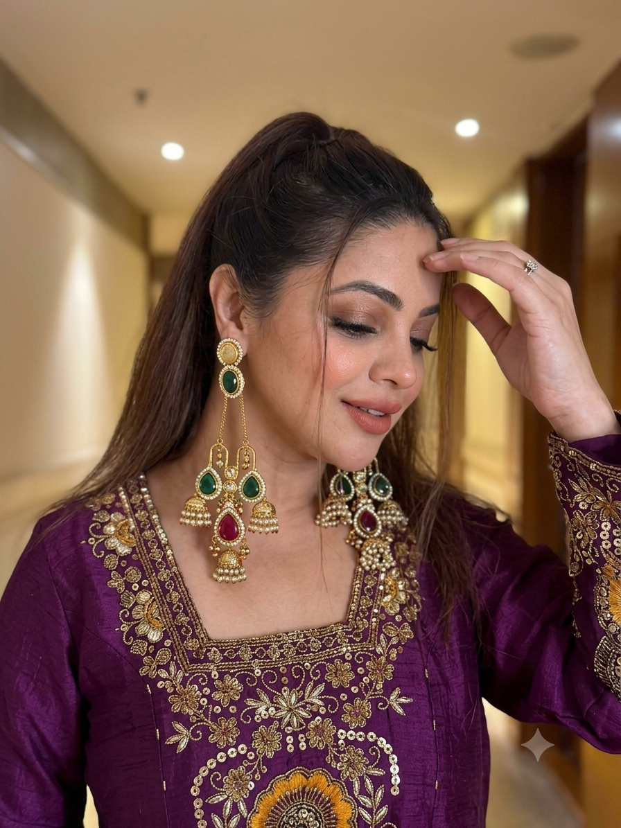 Royal Vichitra Silk Heavy Embroidered Anarkali Suit Set