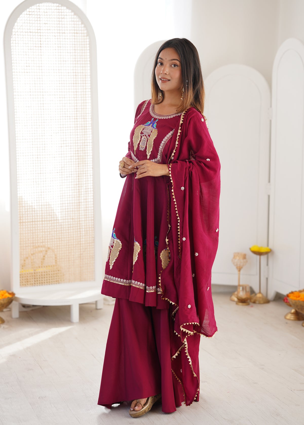 Roman Silk Embroidered Anarkali Suit