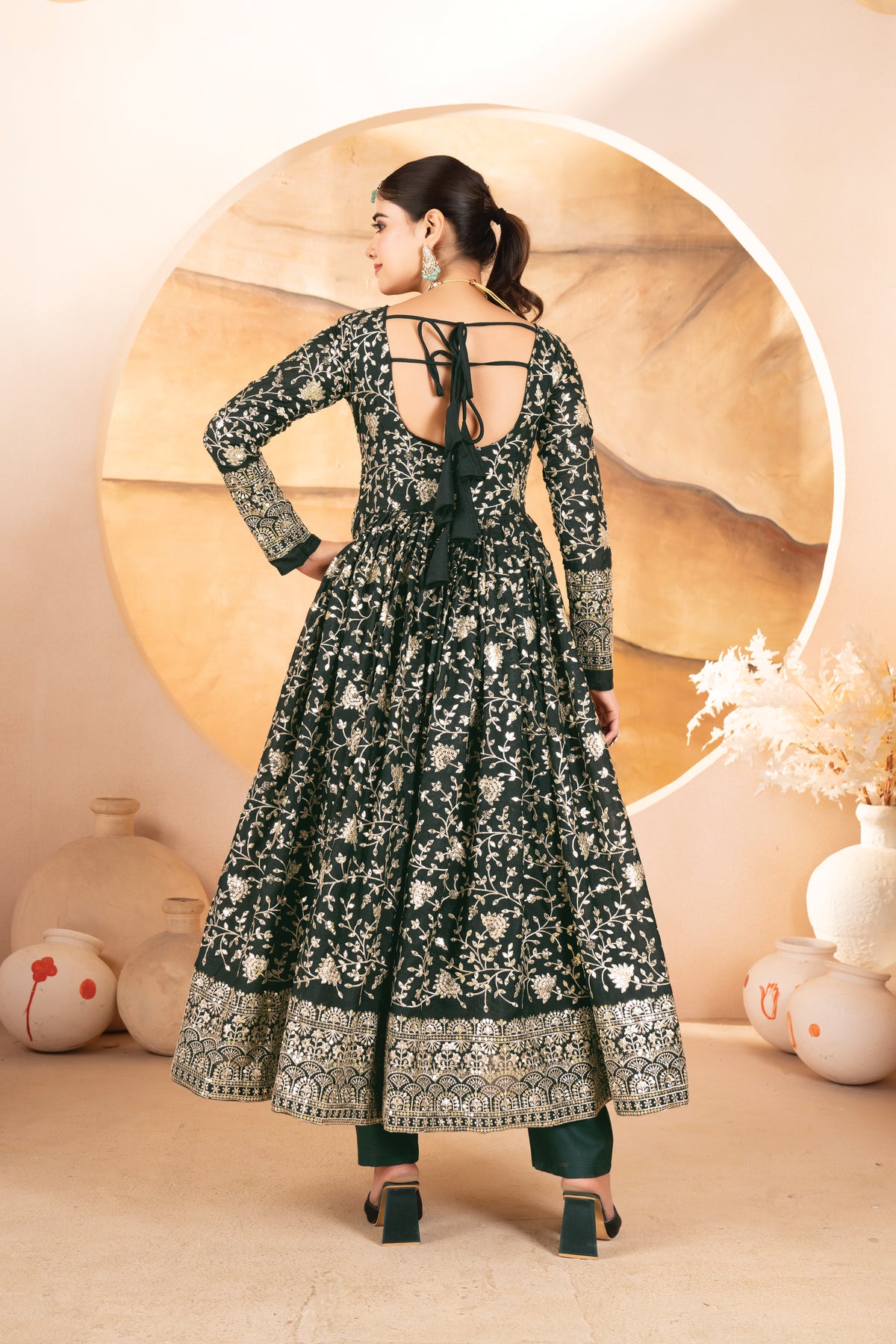 Designer Heavy Thread & Sequins Embroidered Anarkali Suit