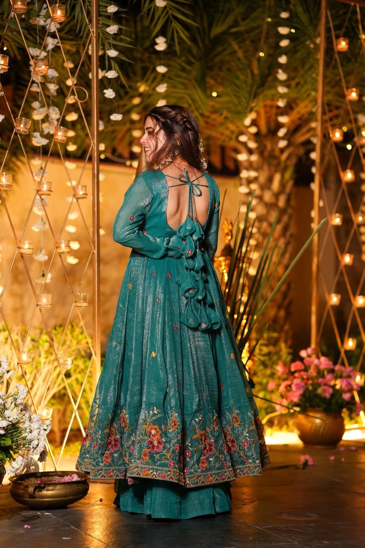 Rama Shades Crunchy Silk Anarkali Plazo Suit Set