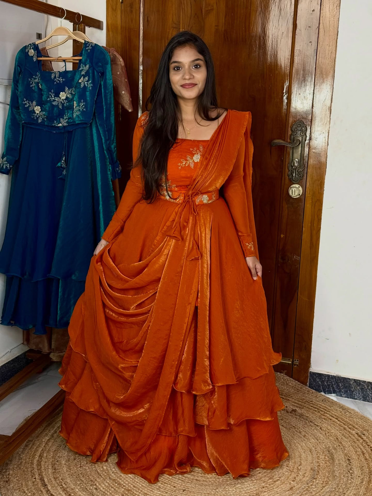 3 in 1 Traditional Stitched Lehenga Set With Color
