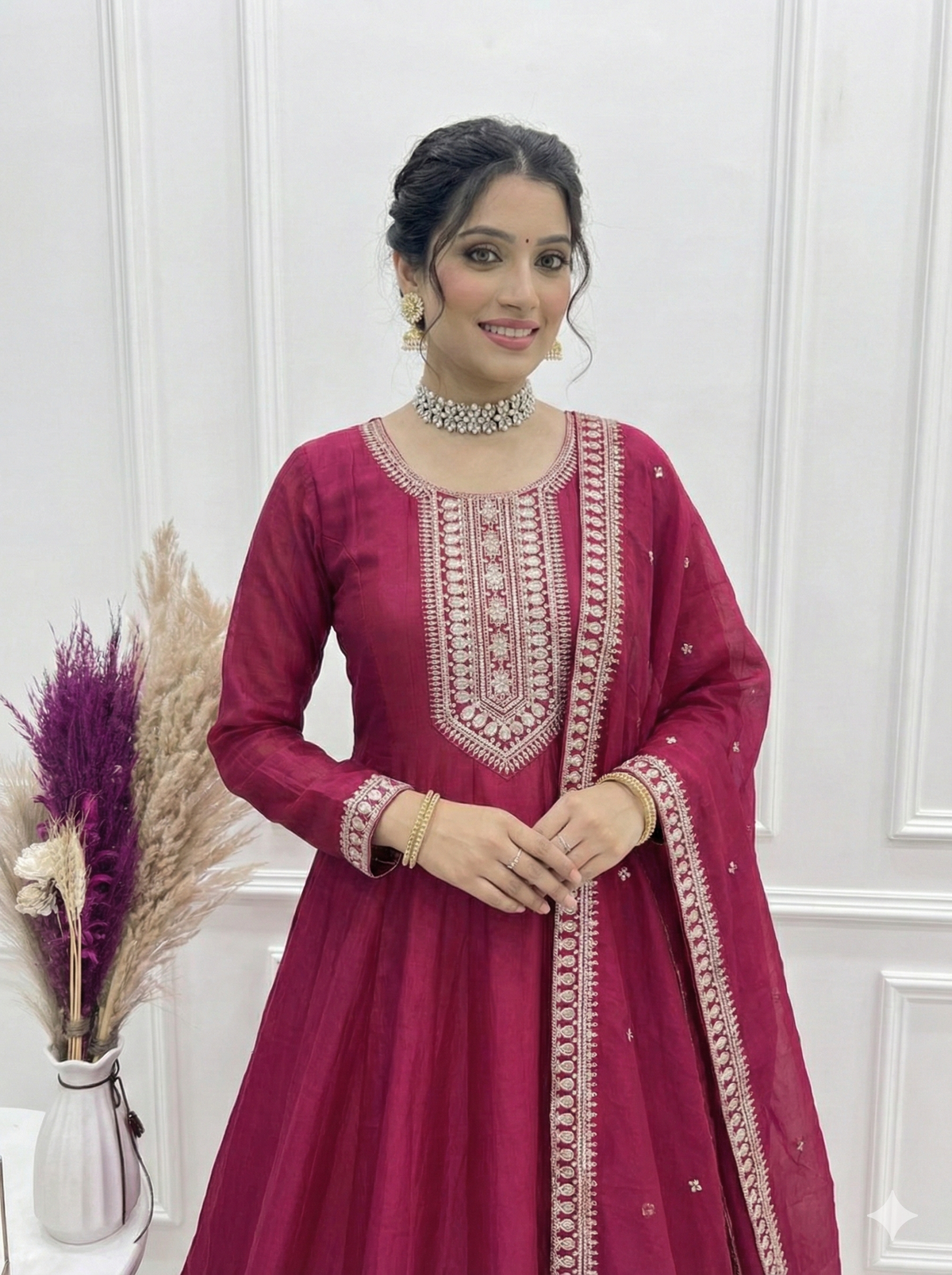 Dark Piink Shades Premium Quality Anarkali Suit Set