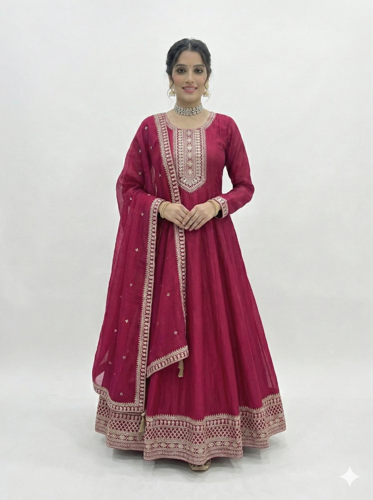 Dark Piink Shades Premium Quality Anarkali Suit Set
