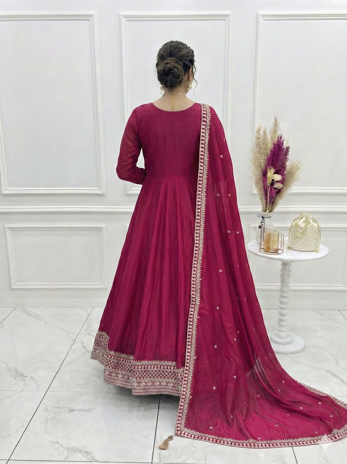 Dark Piink Shades Premium Quality Anarkali Suit Set