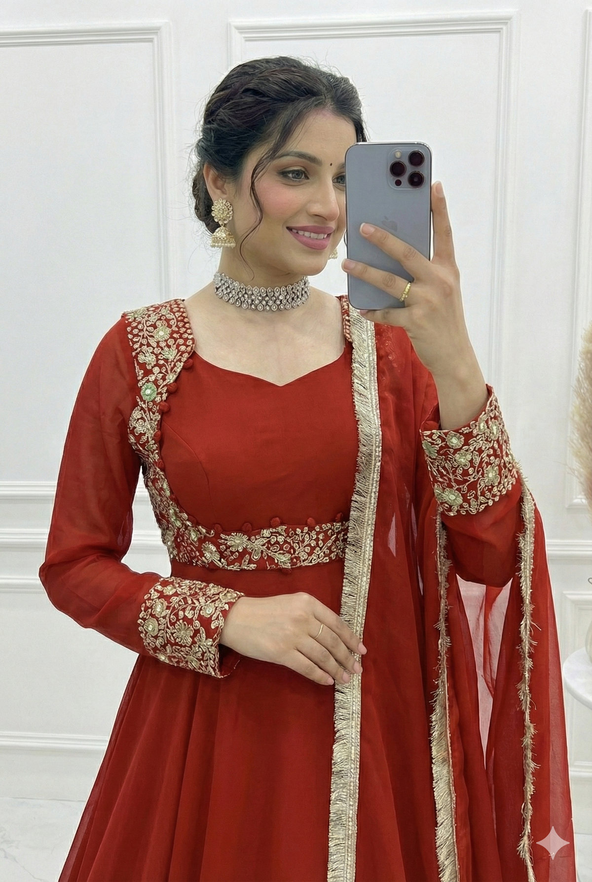 Mimi Orange Shades Premium Quality Anarkali Suit Set