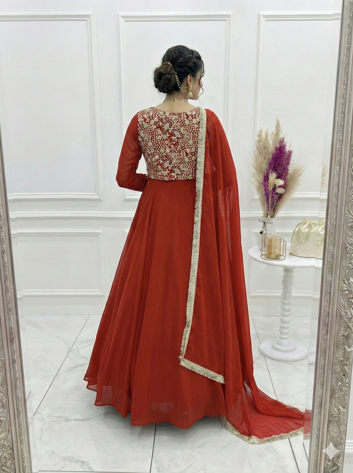 Mimi Orange Shades Premium Quality Anarkali Suit Set