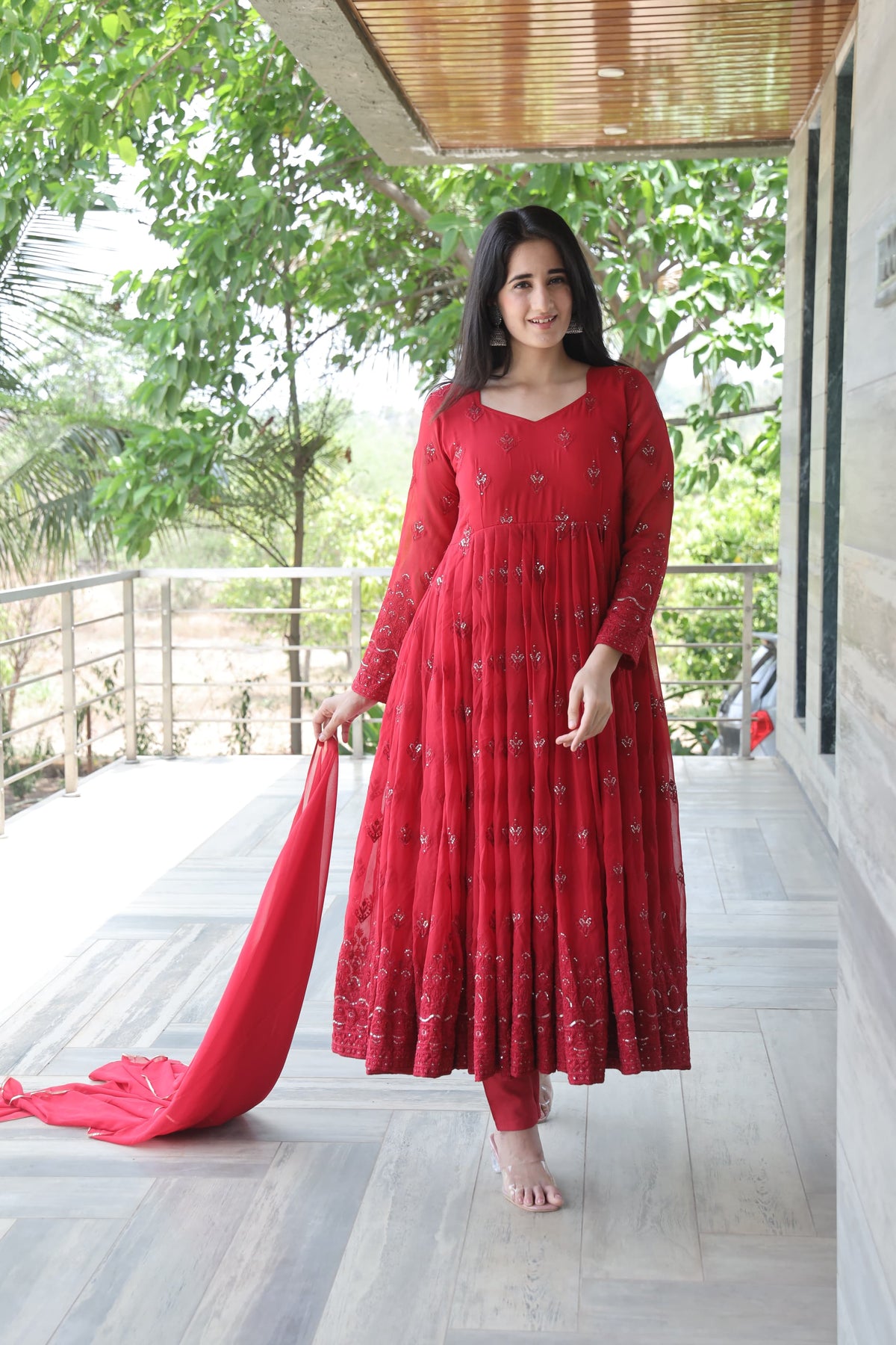 Maroon Premium Quality Anarkali Suit Set