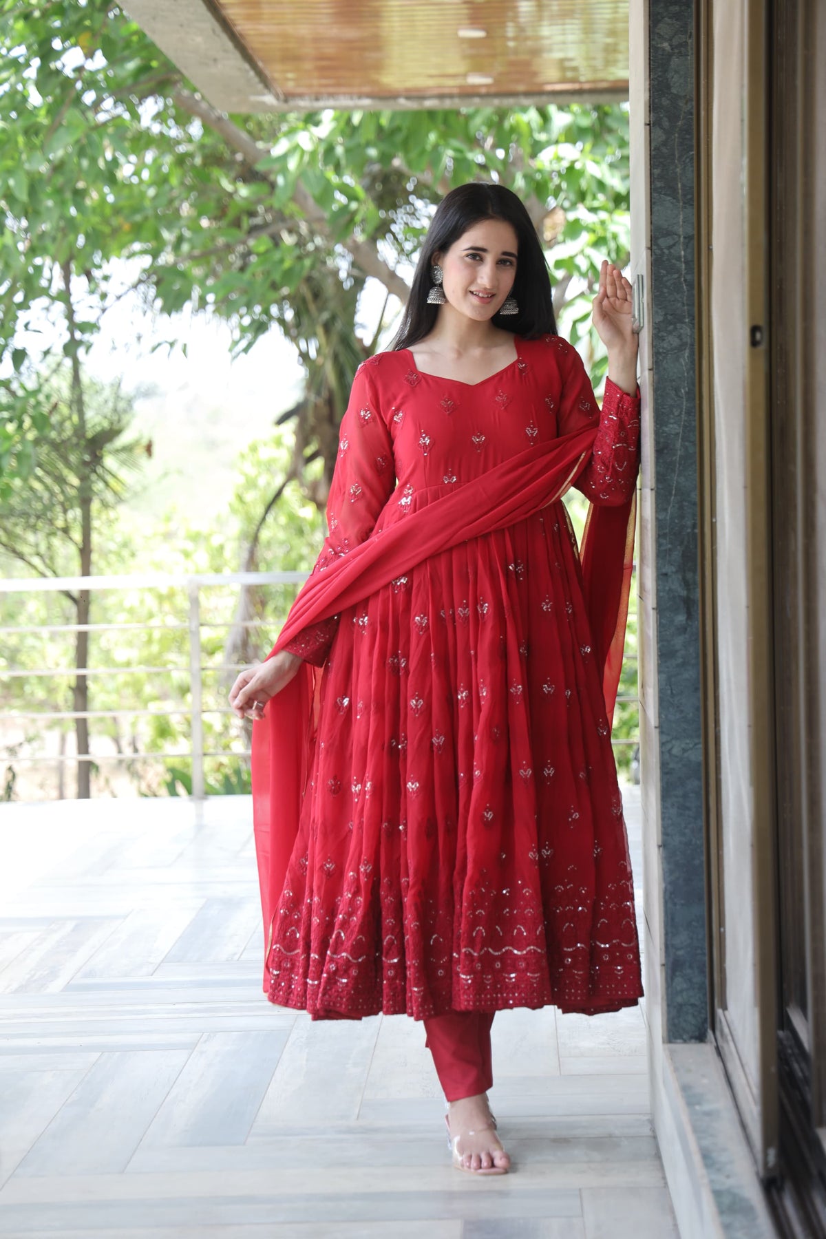 Maroon Premium Quality Anarkali Suit Set