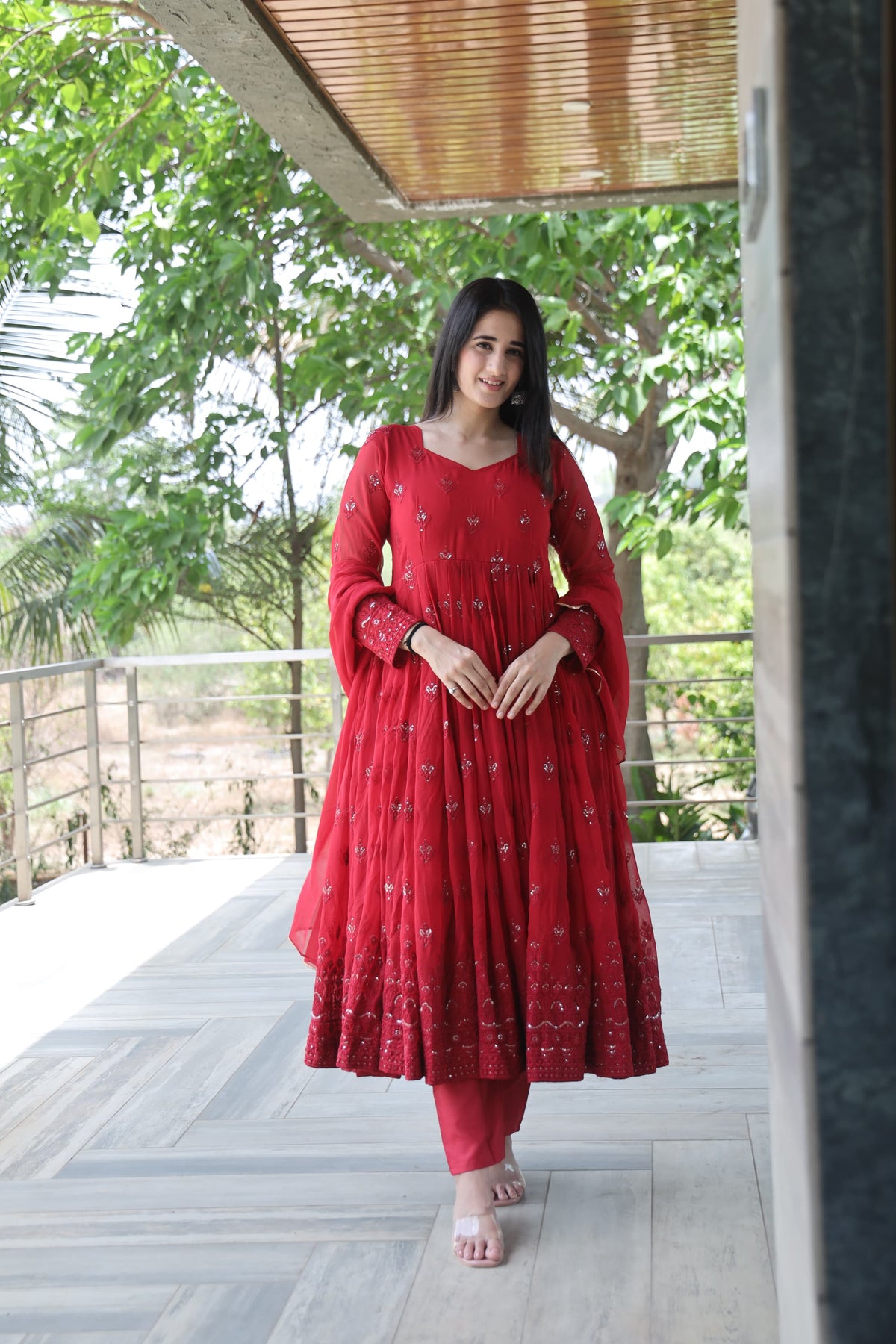 Maroon Premium Quality Anarkali Suit Set