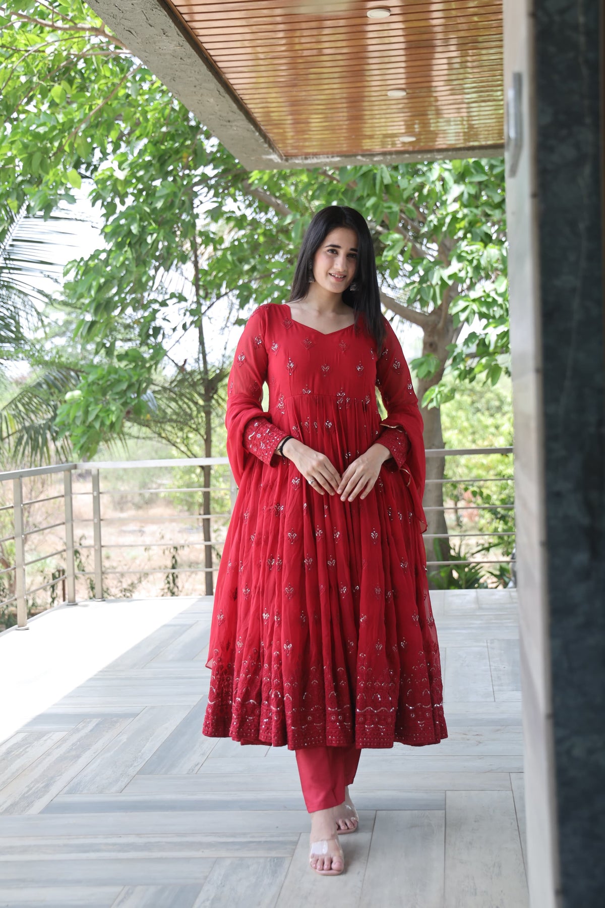 Maroon Premium Quality Anarkali Suit Set