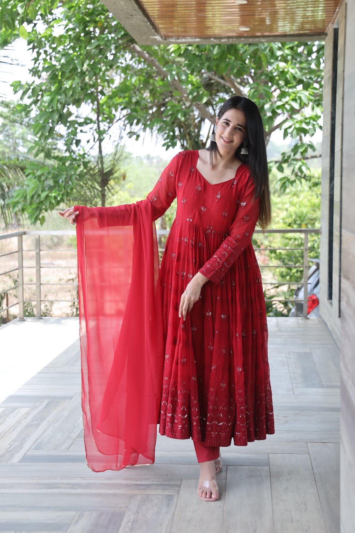 Maroon Premium Quality Anarkali Suit Set
