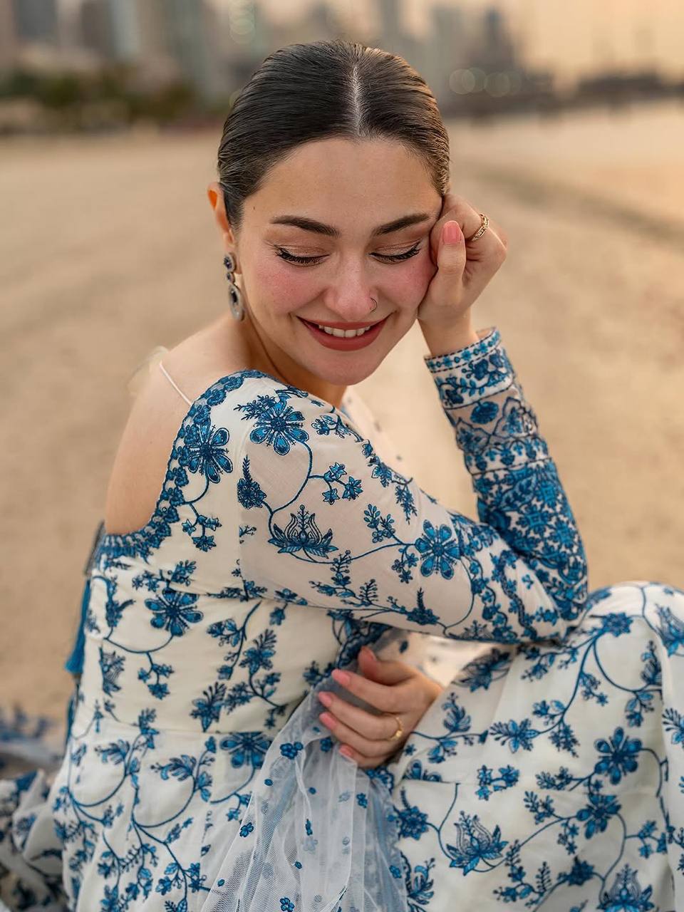 Krishva's Exclusive Blue Floral Organza Anarkali Suit Set
