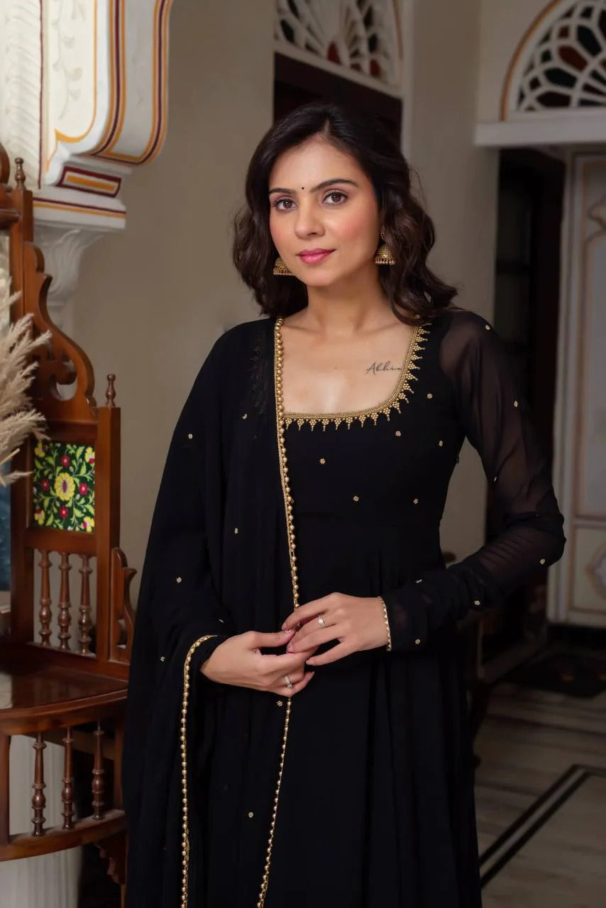 Anika Premium Black Party Wear Anarkali Suit Set