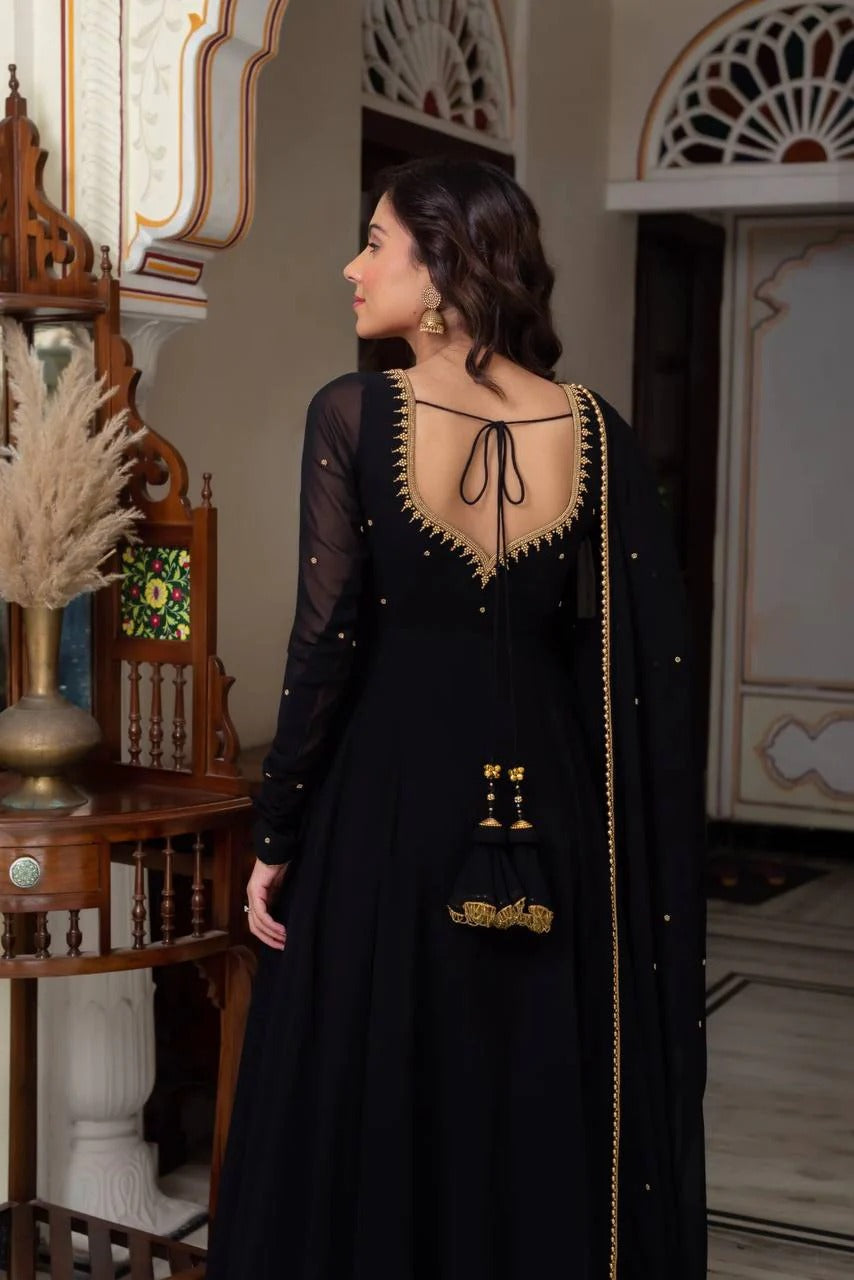 Anika Premium Black Party Wear Anarkali Suit Set