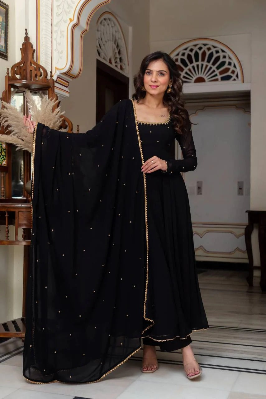 Anika Premium Black Party Wear Anarkali Suit Set