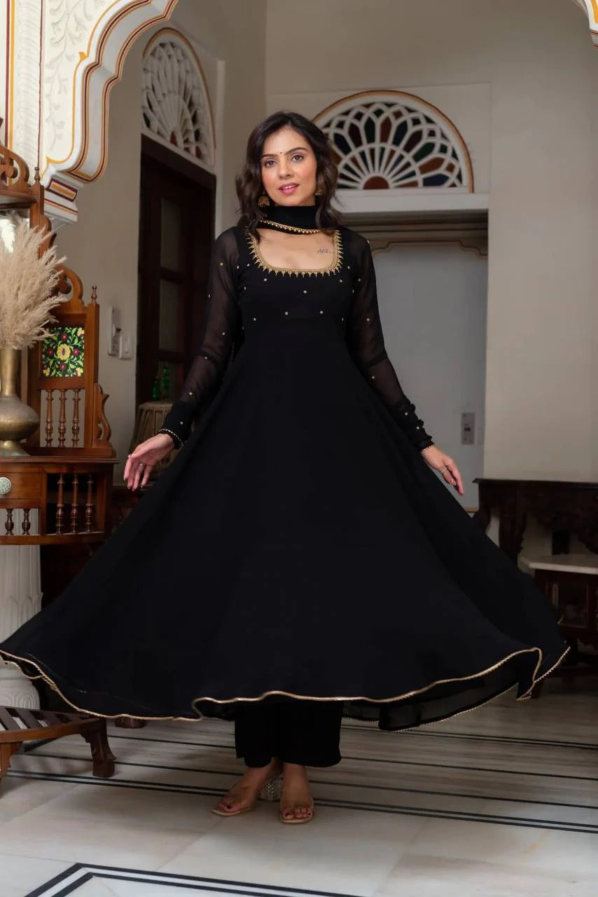 Anika Premium Black Party Wear Anarkali Suit Set