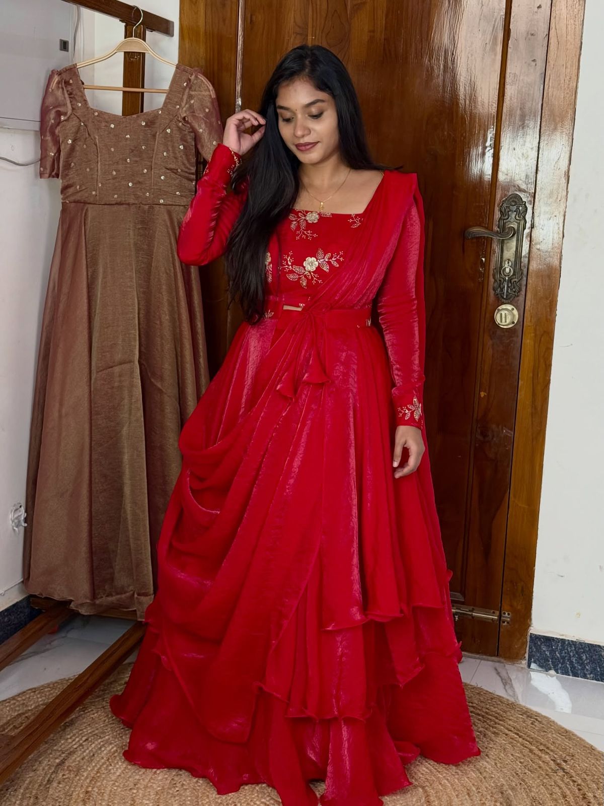 3 in 1 Traditional Stitched Lehenga Set With Color