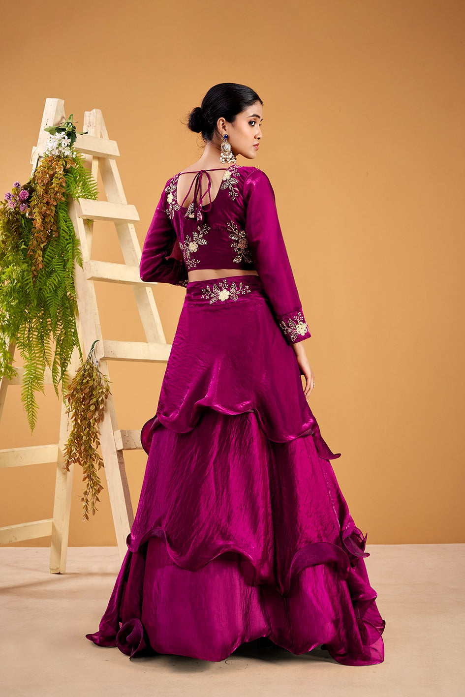 3 in 1 Traditional Stitched Lehenga Set With Color