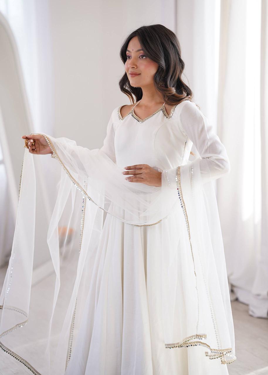 Neha Smooth Roman Silk Fabric Premium Anarkali Suit Set