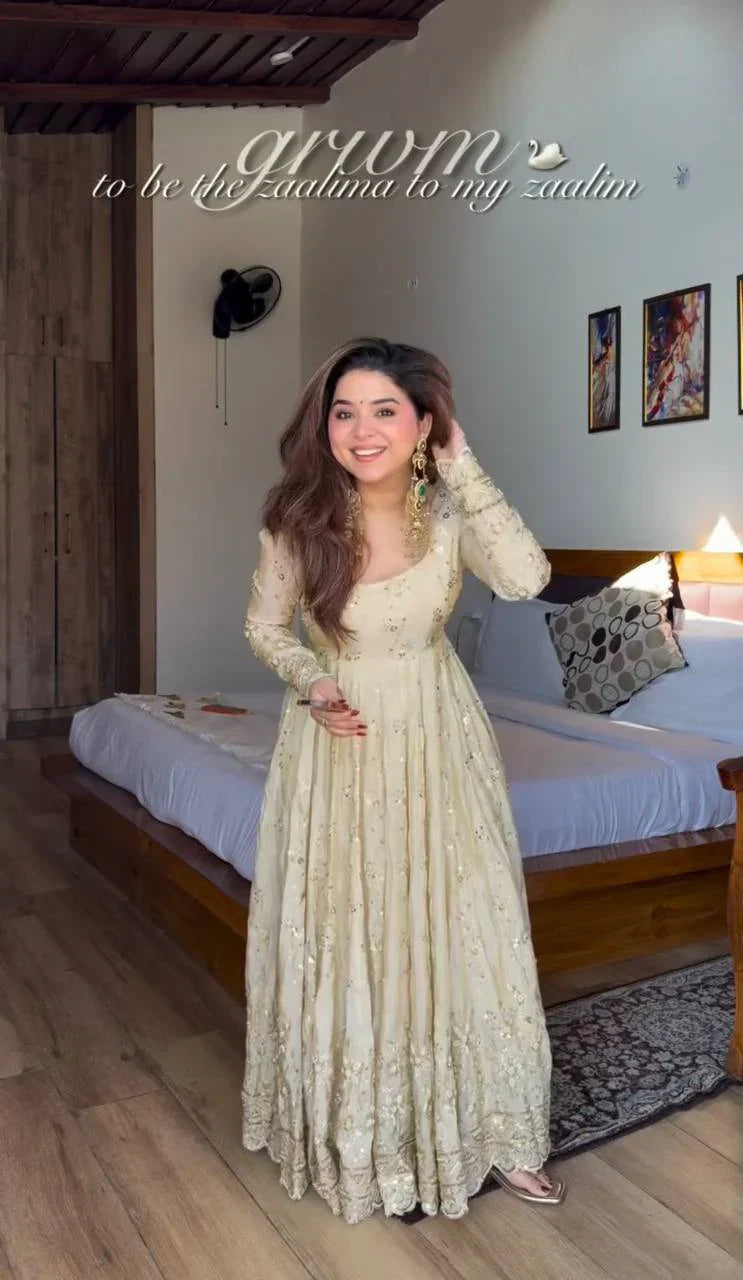Sanskruti's Luxury Chinon Silk Elegant Anarkali Suit Set
