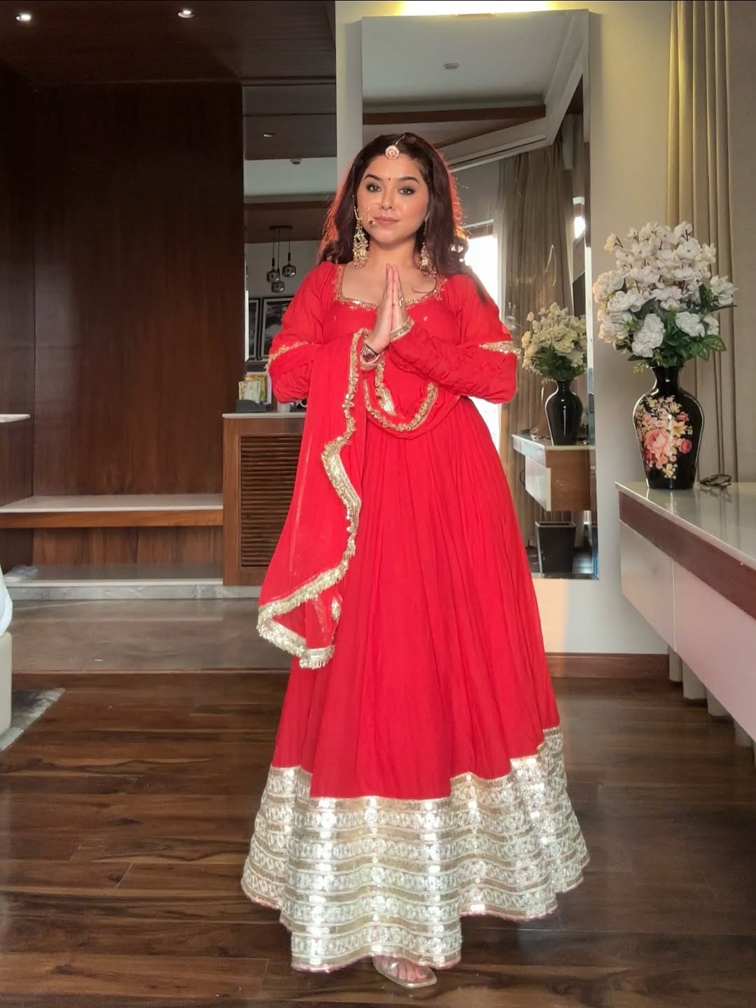 Maharani Red Karva Chauth Special Anarkali Suit Set