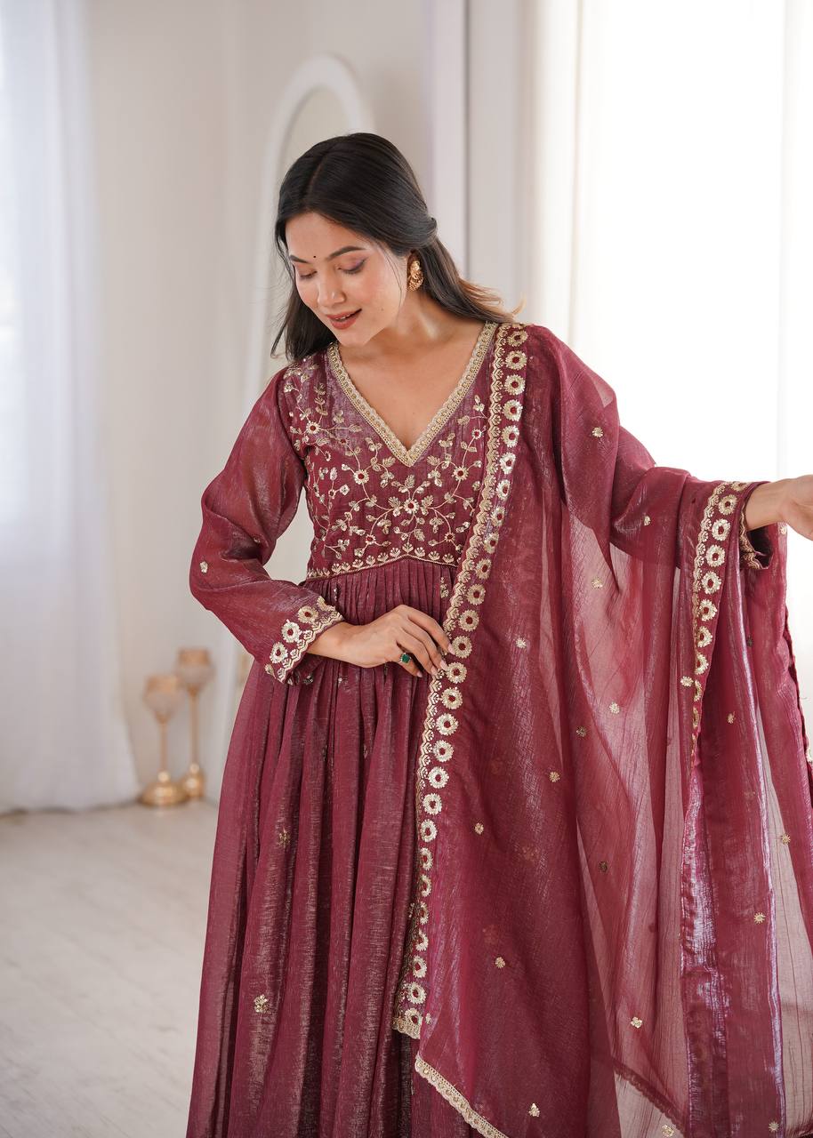 Nitya's Sequence Embroidery Designer Suit Set