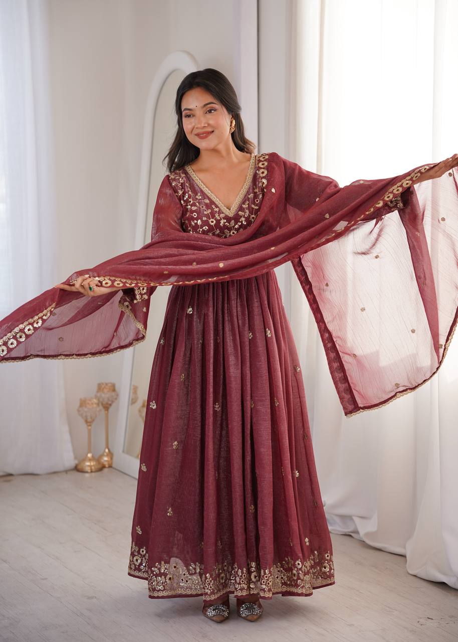 Nitya's Sequence Embroidery Designer Suit Set