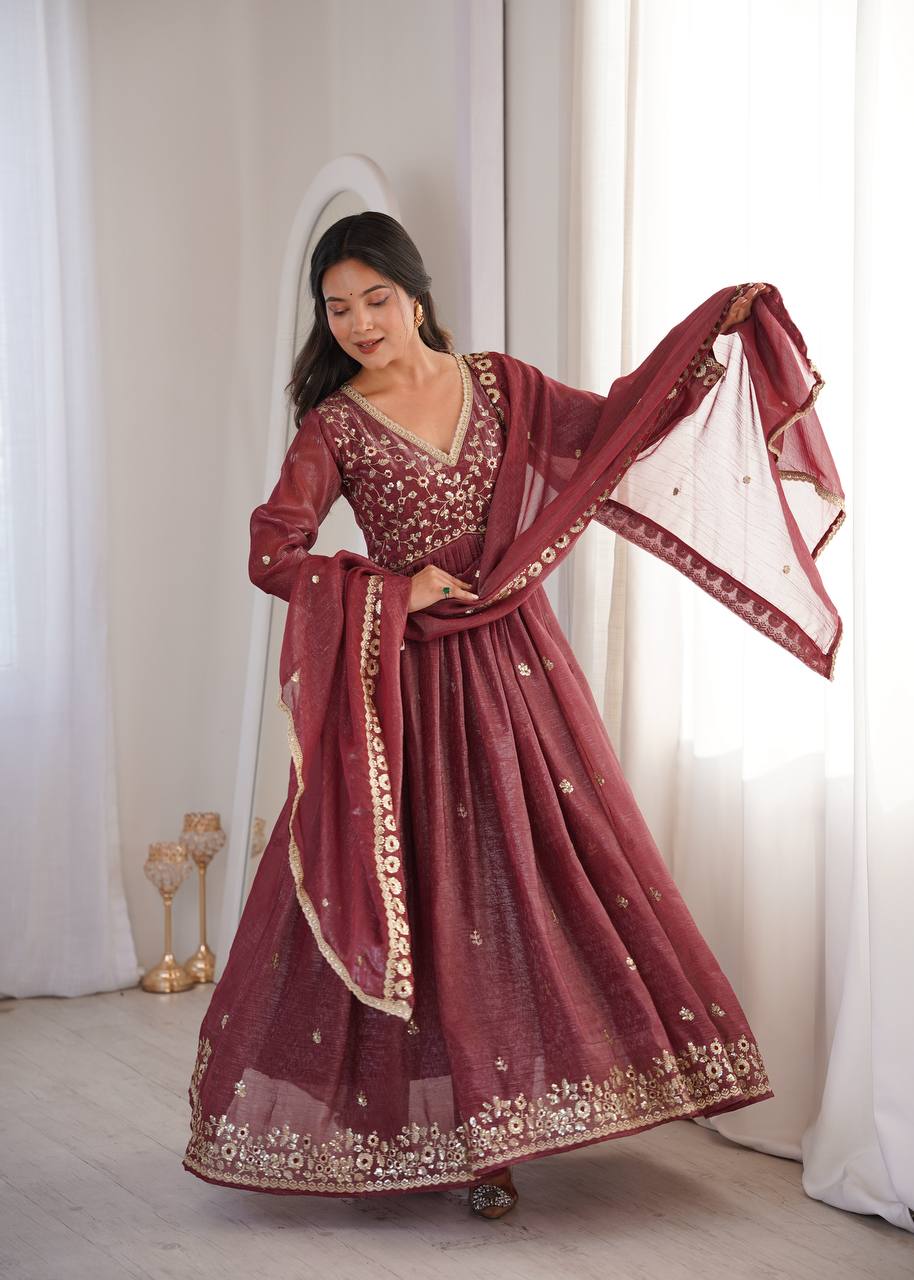 Nitya's Sequence Embroidery Designer Suit Set
