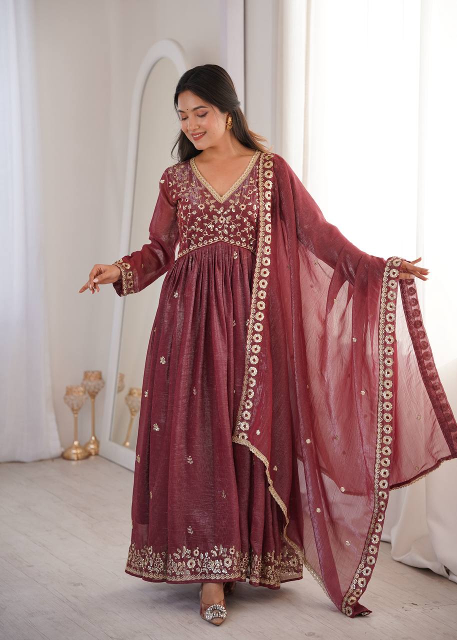 Nitya's Sequence Embroidery Designer Suit Set