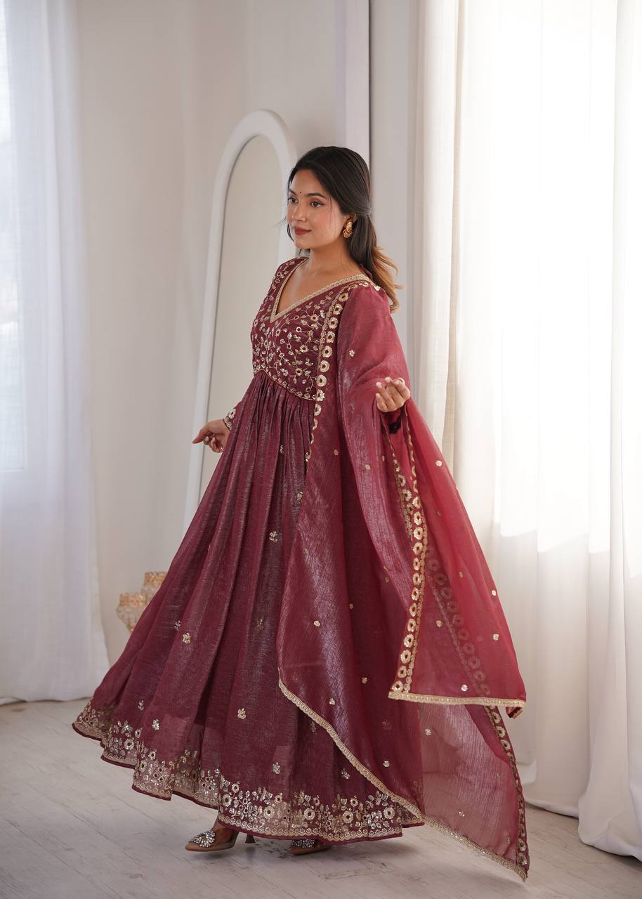 Nitya's Sequence Embroidery Designer Suit Set
