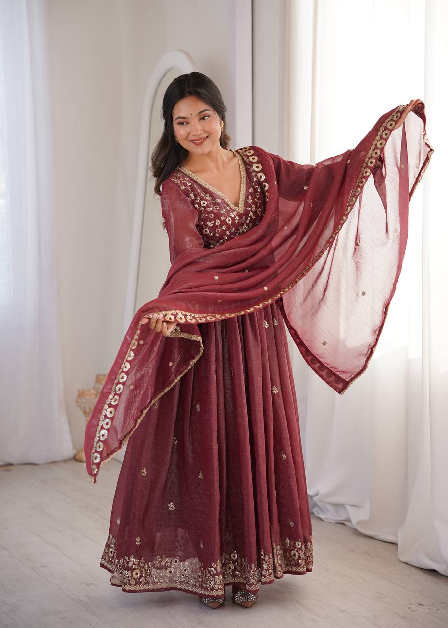 Nitya's Sequence Embroidery Designer Suit Set