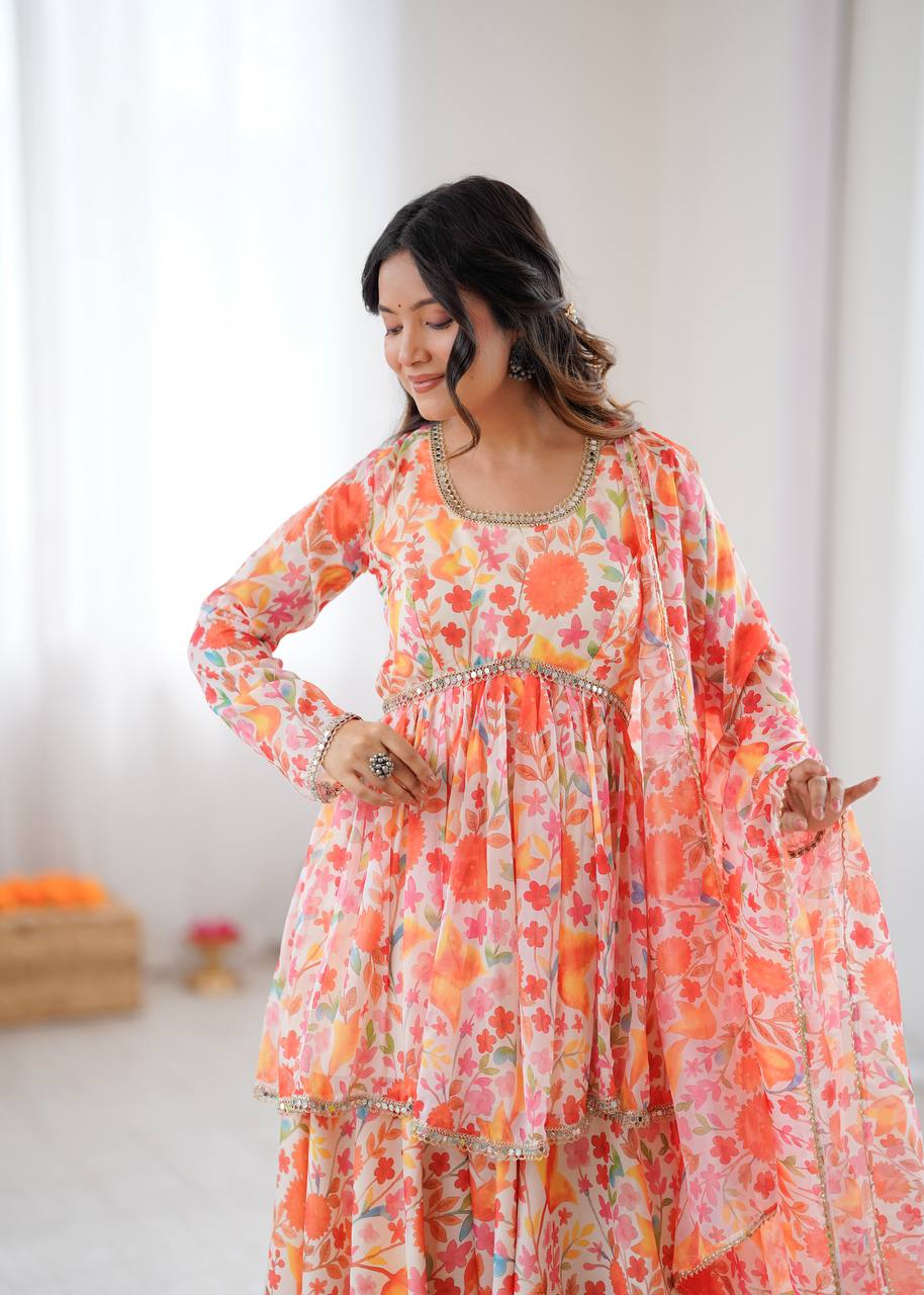 New Designer Kediya Kurta Palazzo Set