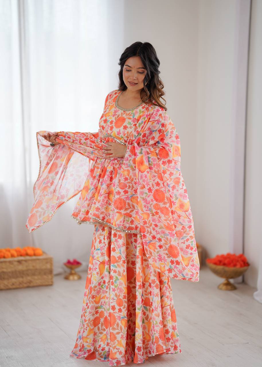 New Designer Kediya Kurta Palazzo Set