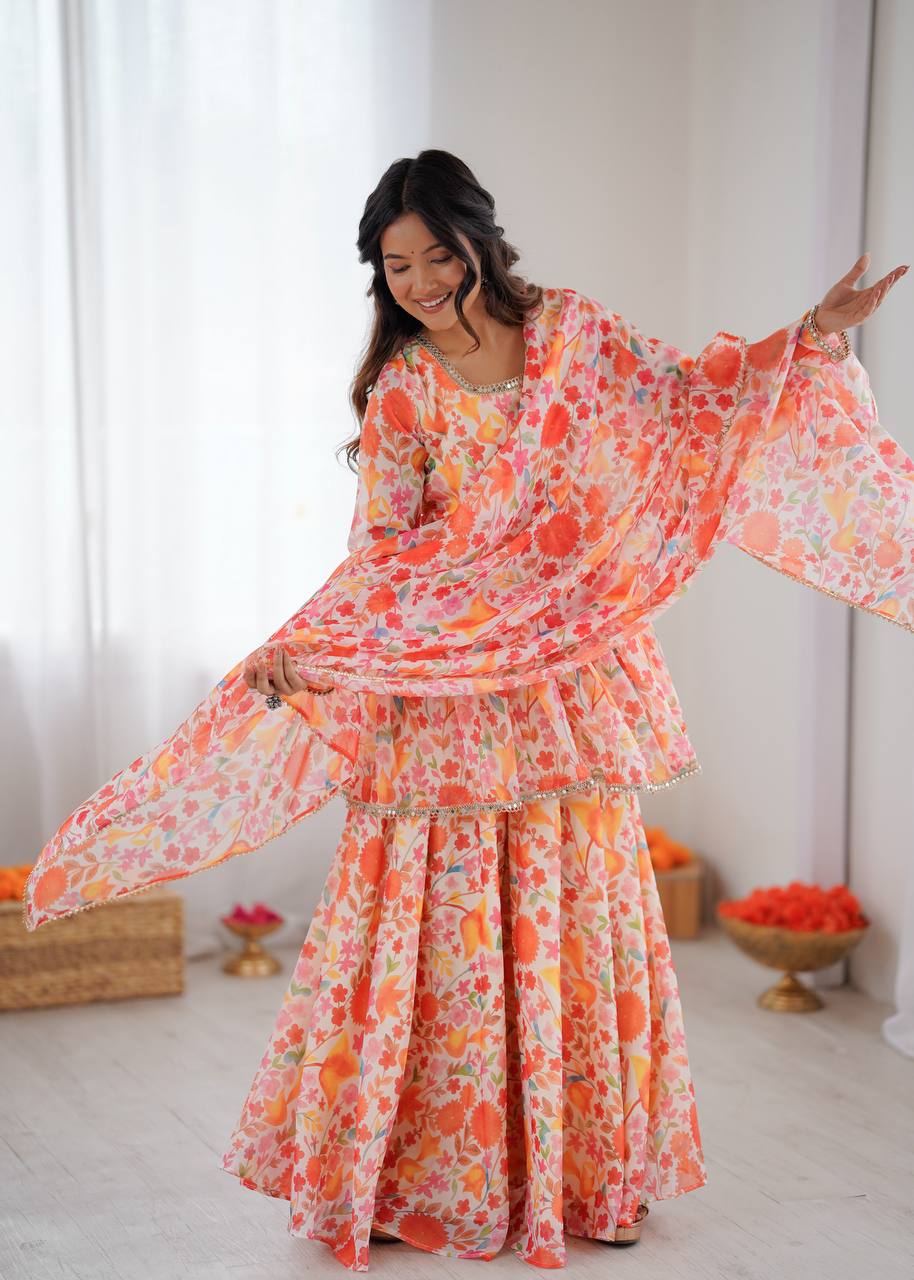 New Designer Kediya Kurta Palazzo Set