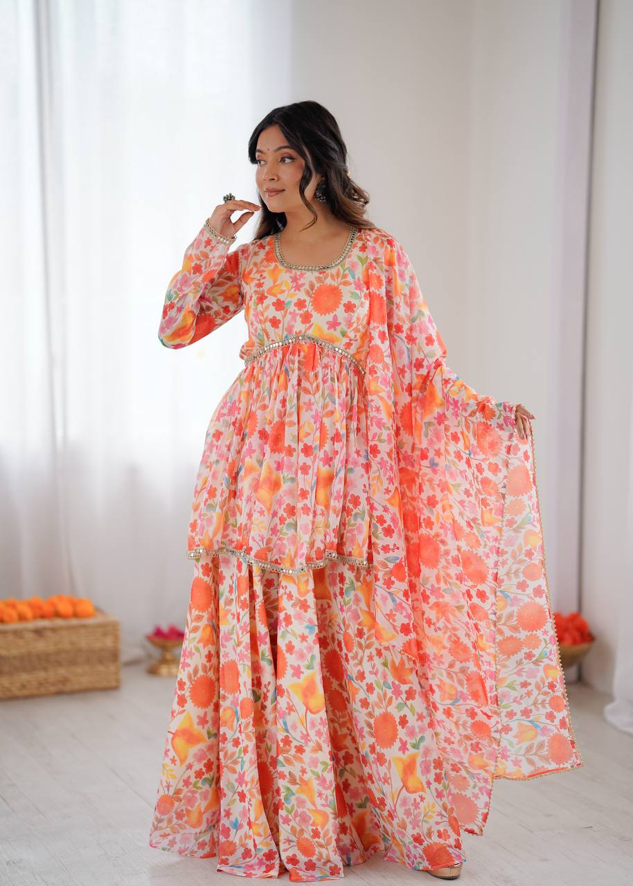 New Designer Kediya Kurta Palazzo Set
