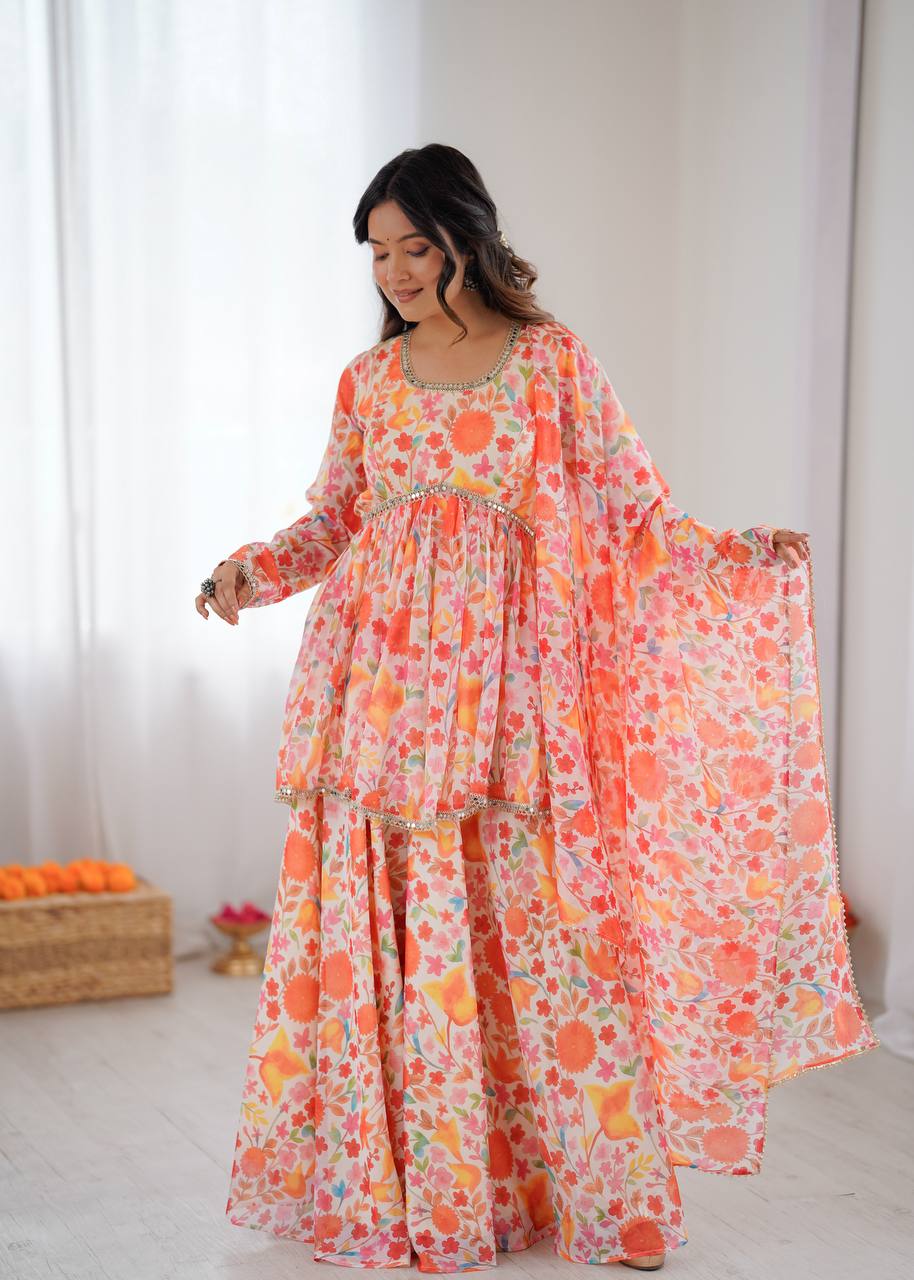 New Designer Kediya Kurta Palazzo Set