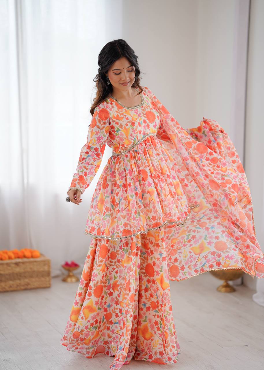 New Designer Kediya Kurta Palazzo Set