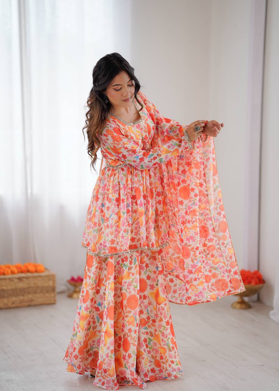 New Designer Kediya Kurta Palazzo Set