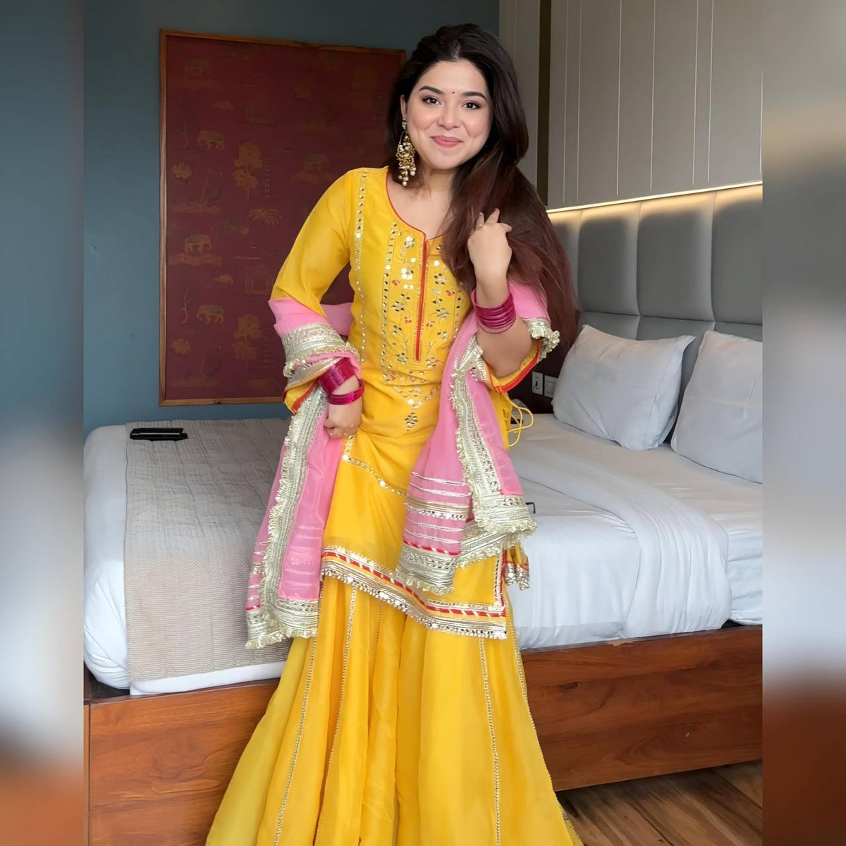 Raumya Neon Elegant Sharara Suit Set