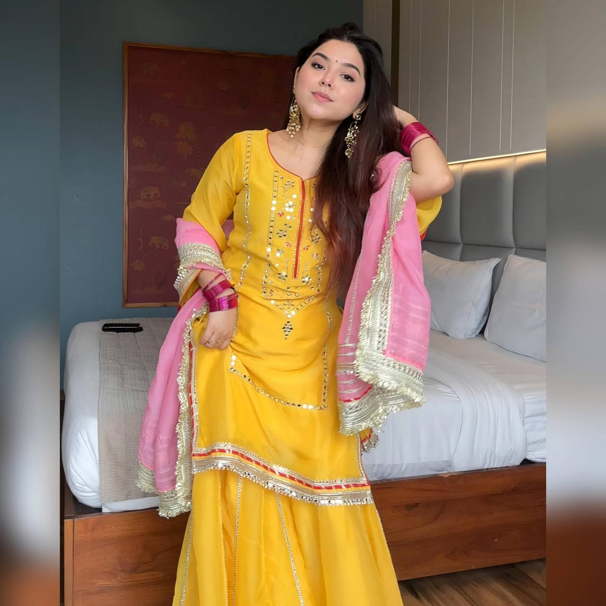 Raumya Neon Elegant Sharara Suit Set