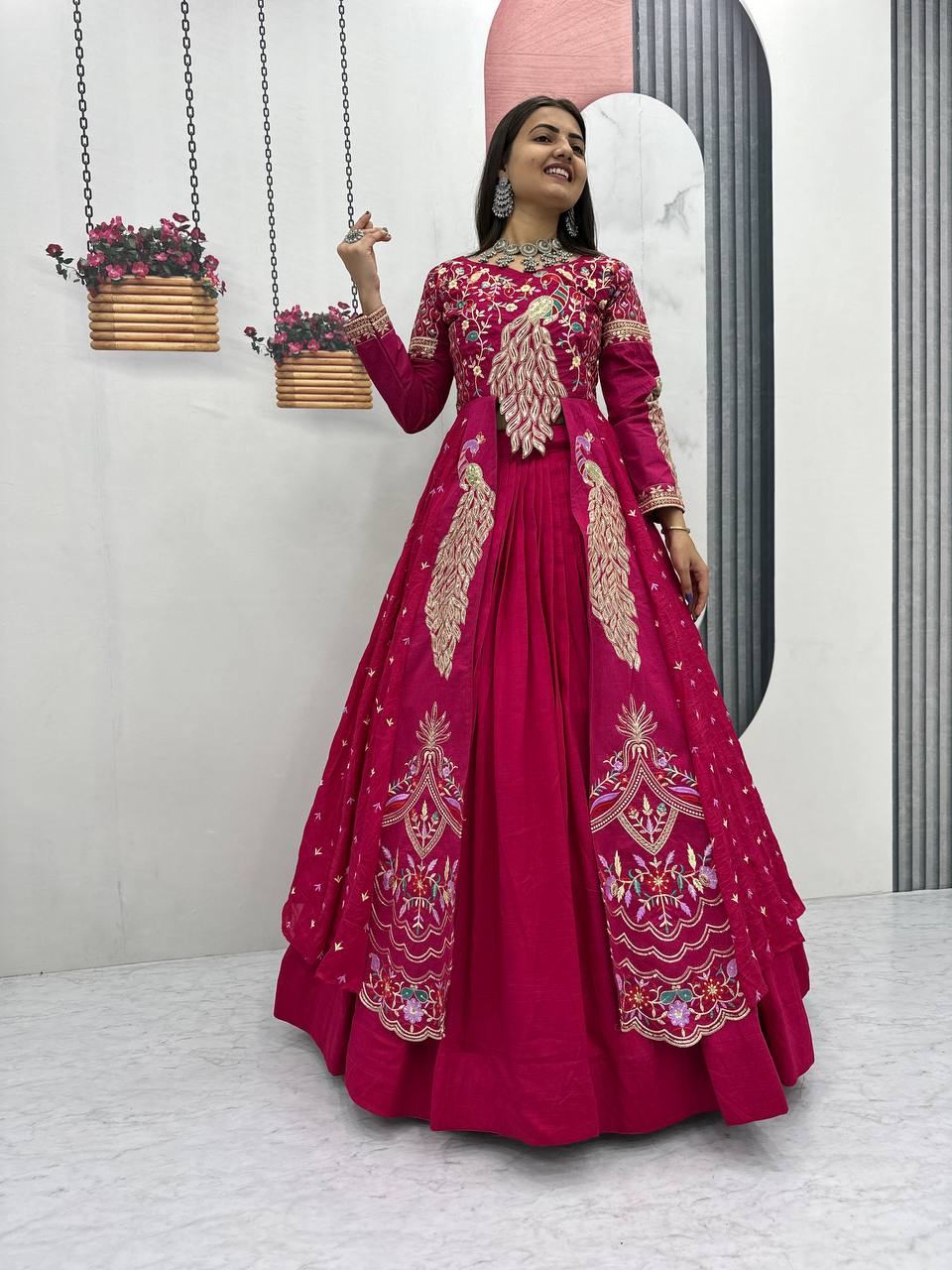 Premium Quality Heavy Traditional Crop Top with Shrug With Color