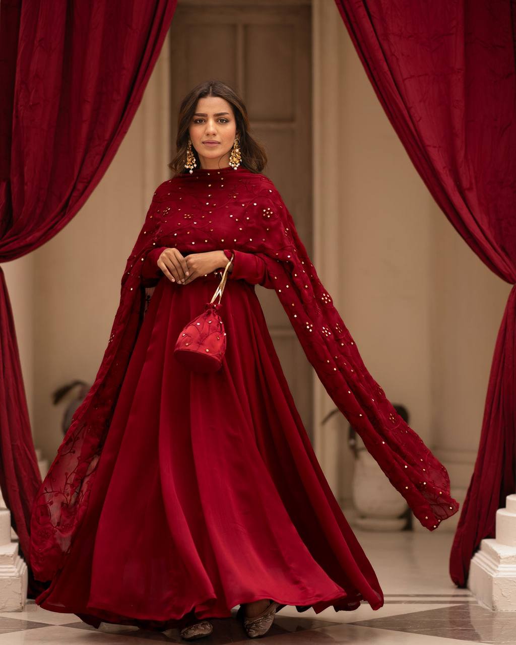 PREMIUM READYMADE BLACK & RED SUIT SET TD-6008