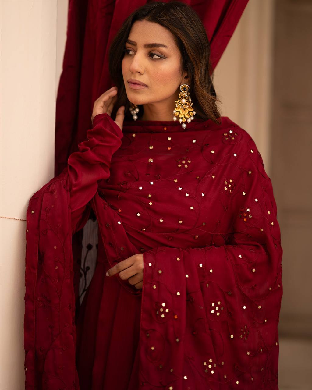 PREMIUM READYMADE BLACK & RED SUIT SET TD-6008